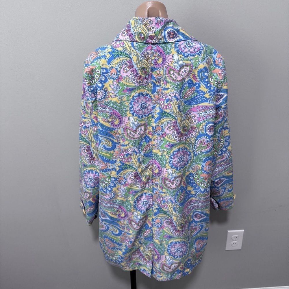 Izod Outerwear Paisley Floral Trench Coat Medium Spring Jacket Mid Length - Picture 4 of 5